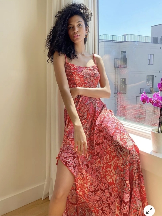 Free People Dresses & Skirts - Free Peiple Red Floral Maxi Dress with Spaghetti Straps